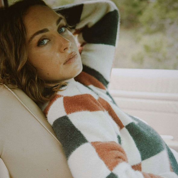 BRIXTON Women's Rivington Crew Cardigan - Cowhide/Whitecap/Black Check