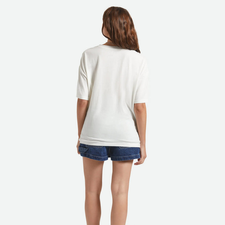 BRIXTON Women's Rocky Mountain Oversized Boyfriend Tee - Off White