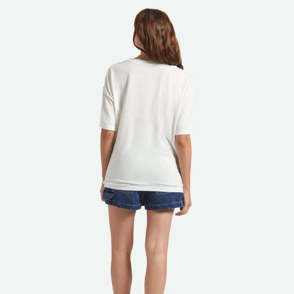 BRIXTON Women's Rocky Mountain Oversized Boyfriend Tee - Off White