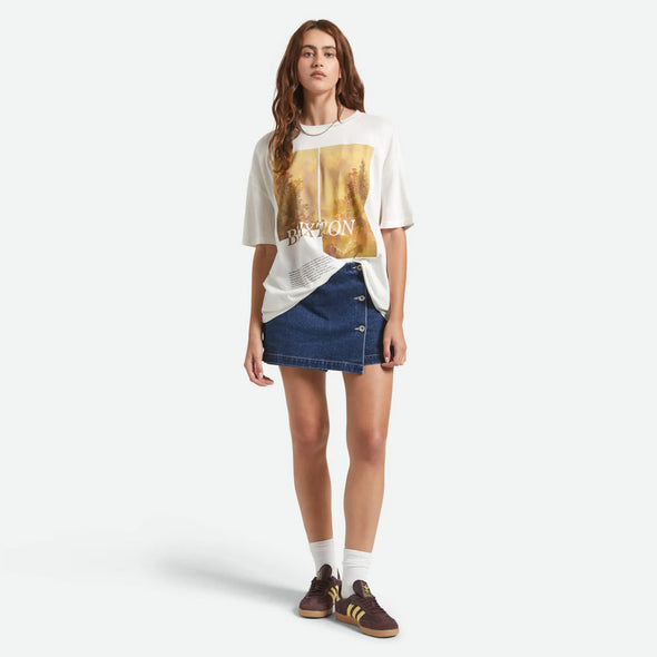 BRIXTON Women's Rocky Mountain Oversized Boyfriend Tee - Off White