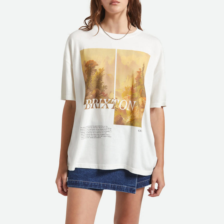 BRIXTON Women's Rocky Mountain Oversized Boyfriend Tee - Off White