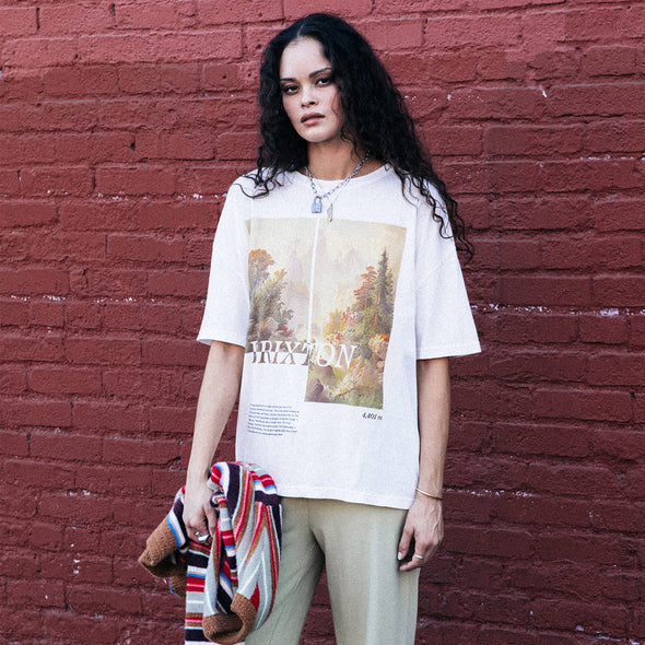 BRIXTON Women's Rocky Mountain Oversized Boyfriend Tee - Off White