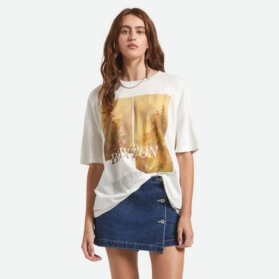 BRIXTON Women's Rocky Mountain Oversized Boyfriend Tee - Off White