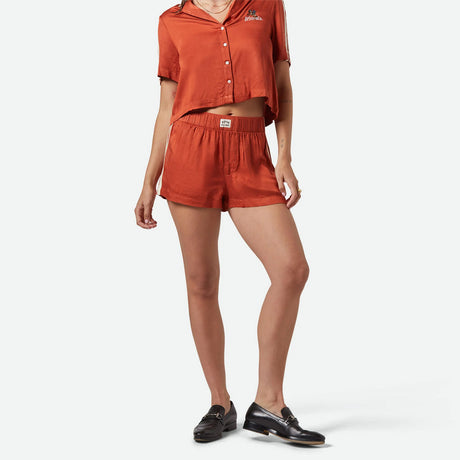 BRIXTON Women's Silky Boxer Short - Burnt Brick