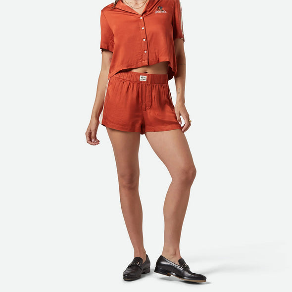 BRIXTON Women's Silky Boxer Short - Burnt Brick