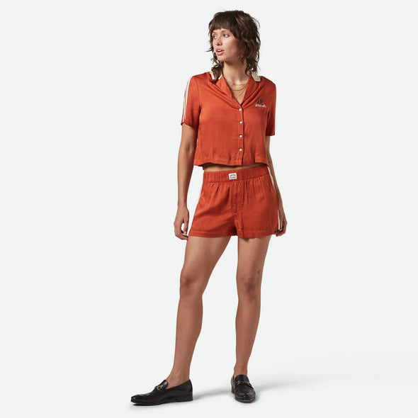 BRIXTON Women's Silky Boxer Short - Burnt Brick