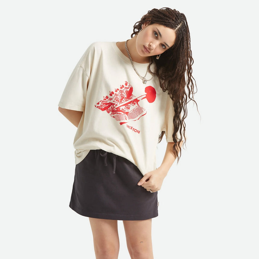 BRIXTON Women's Sweet Treat Oversized Boyfriend Tee - Whitecap