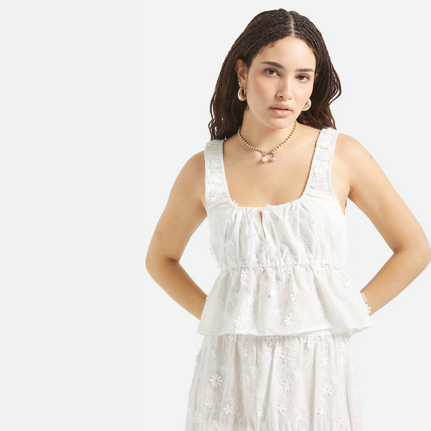 BRIXTON Women's The Abigail Tie Top - Off White Floral