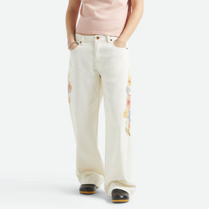 BRIXTON Women's The Chloe 5 Pocket Pant - Off White Floral Burst