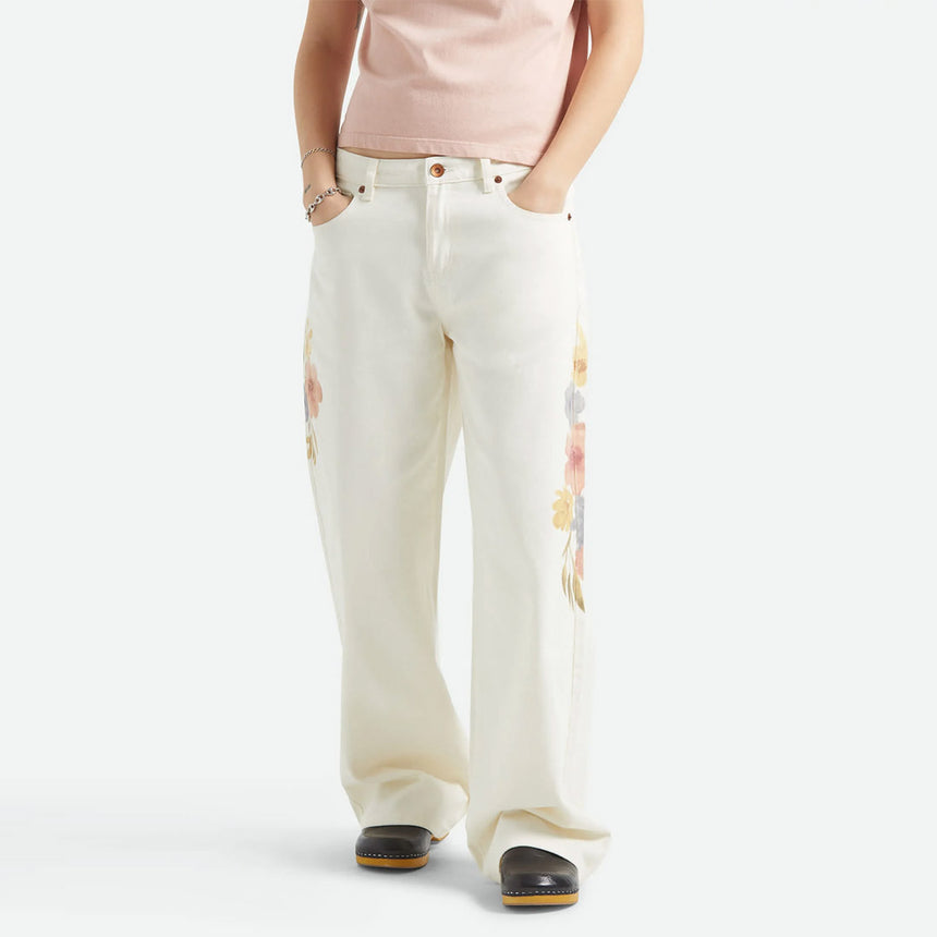 BRIXTON Women's The Chloe 5 Pocket Pant - Off White Floral Burst