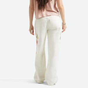 BRIXTON Women's The Chloe 5 Pocket Pant - Off White Floral Burst