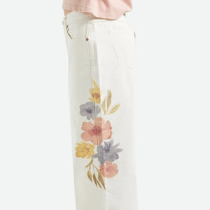 BRIXTON Women's The Chloe 5 Pocket Pant - Off White Floral Burst