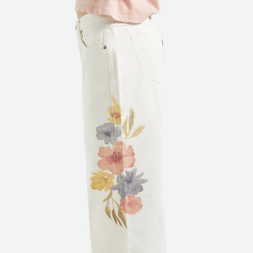 BRIXTON Women's The Chloe 5 Pocket Pant - Off White Floral Burst