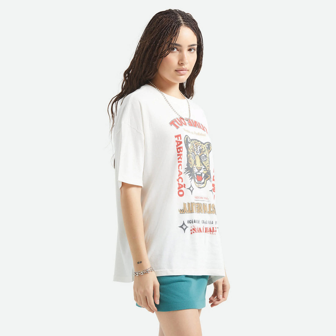 BRIXTON Women's The Getaway Boyfriend Oversized Tee - Vintage White
