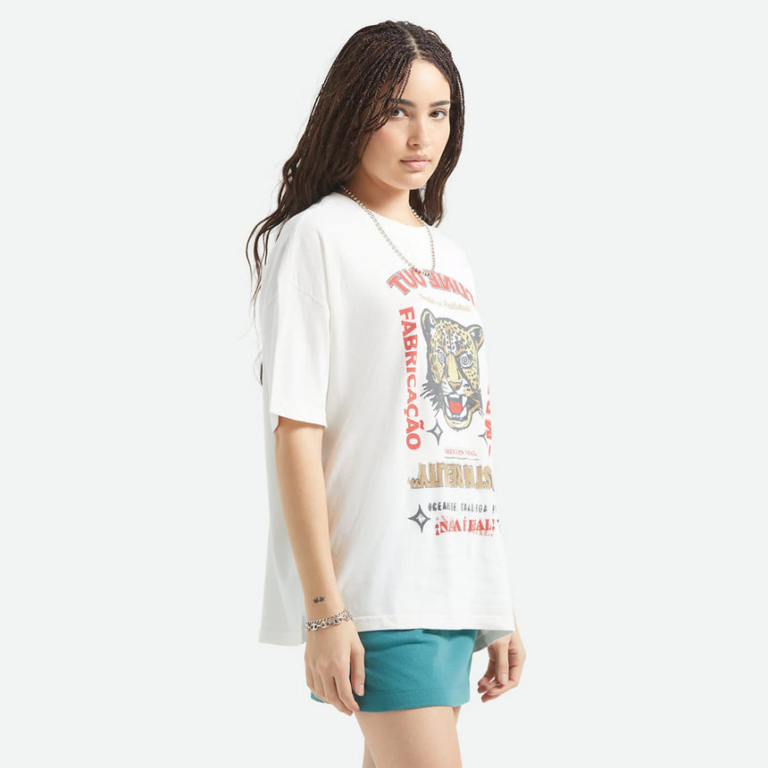 BRIXTON Women's The Getaway Boyfriend Oversized Tee - Vintage White