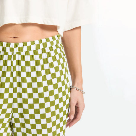 BRIXTON Women's The Lola Lounge Pant - Sublime Green Checkerboard
