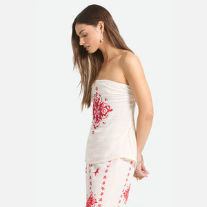 BRIXTON Women's The Lola Tube Top - Off White/Robust Red