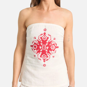 BRIXTON Women's The Lola Tube Top - Off White/Robust Red