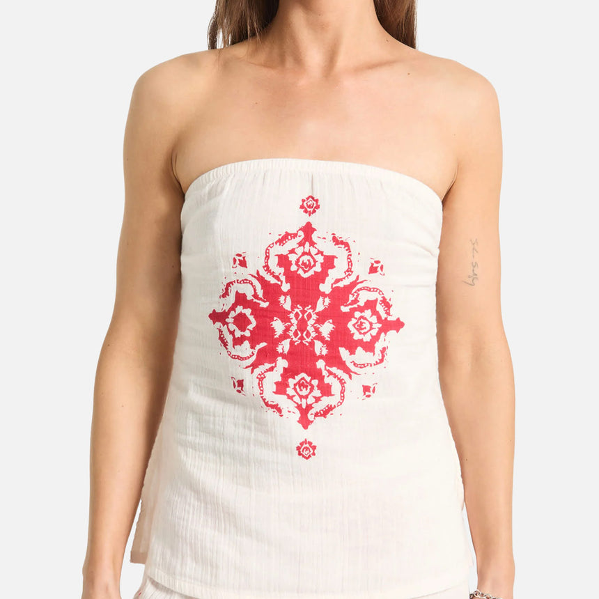 BRIXTON Women's The Lola Tube Top - Off White/Robust Red