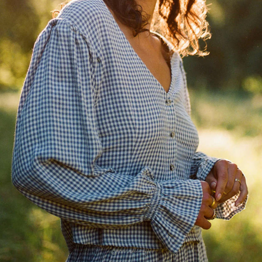 BRIXTON Women's The Meadow Blouse - Azure Blue Gingham