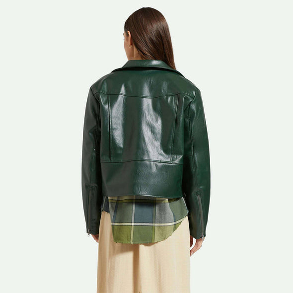 BRIXTON Women's The Moto Vegan Leather Jacket - Pine Needle
