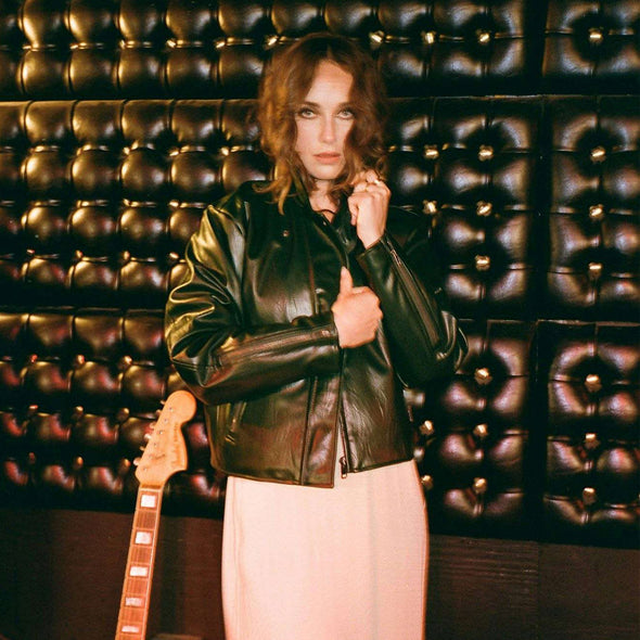 BRIXTON Women's The Moto Vegan Leather Jacket - Pine Needle