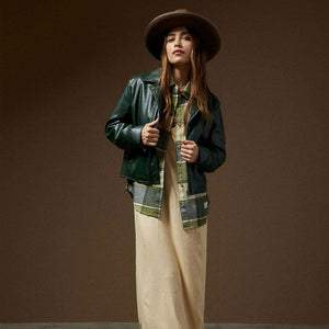 BRIXTON Women's The Moto Vegan Leather Jacket - Pine Needle