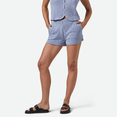 BRIXTON Women's The Weekend Cross Loop Terry Lounge Short - Off White/Electric Indigo
