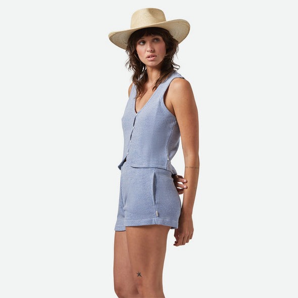 BRIXTON Women's The Weekend Cross Loop Terry Top - Off White/Electric Indigo