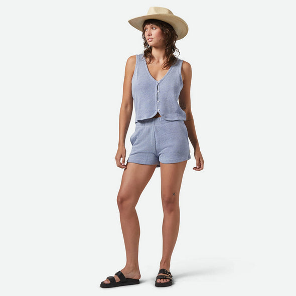 BRIXTON Women's The Weekend Cross Loop Terry Top - Off White/Electric Indigo