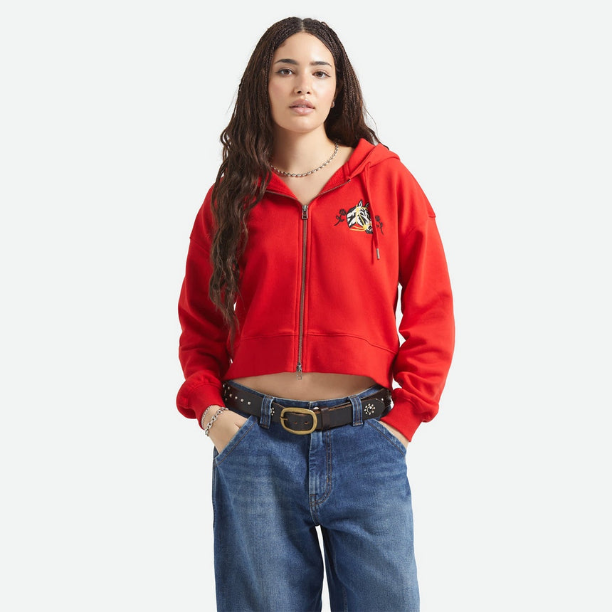 BRIXTON Women's Trophy Horse Cropped Zip Hood - Adrenaline Rush