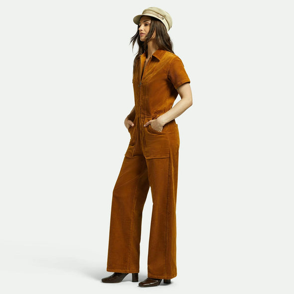 BRIXTON Women's Utility Jumpsuit - Golden Brown Cord