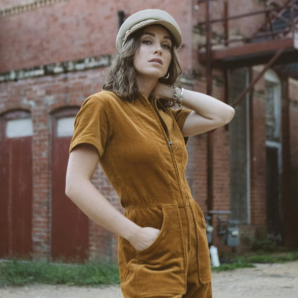 BRIXTON Women's Utility Jumpsuit - Golden Brown Cord