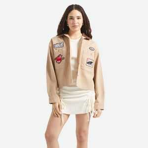 BRIXTON Women's Utopia Patchwork Overshirt - Washed Timeless Taupe