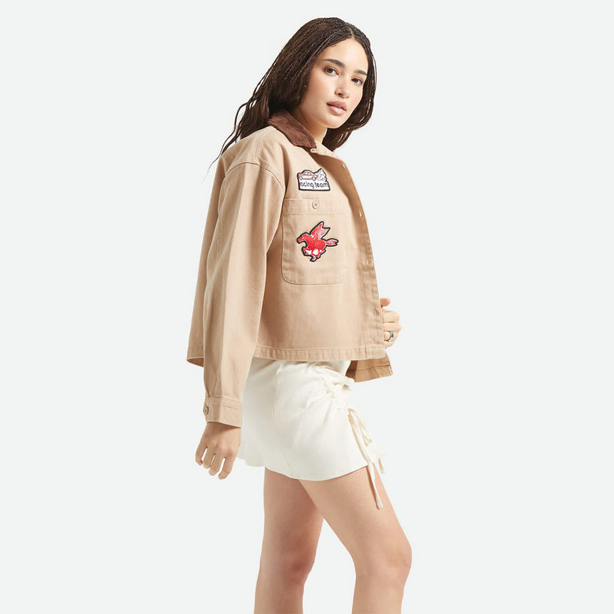 BRIXTON Women's Utopia Patchwork Overshirt - Washed Timeless Taupe
