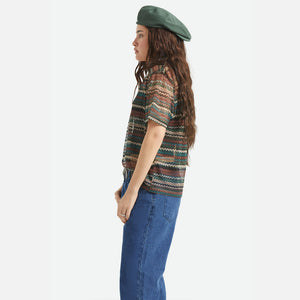 BRIXTON Women's Varsity Tee - Multi Retro Stripe