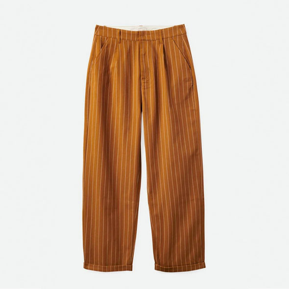 BRIXTON Women's Victory Trouser Pant - Washed Copper Pinstripe