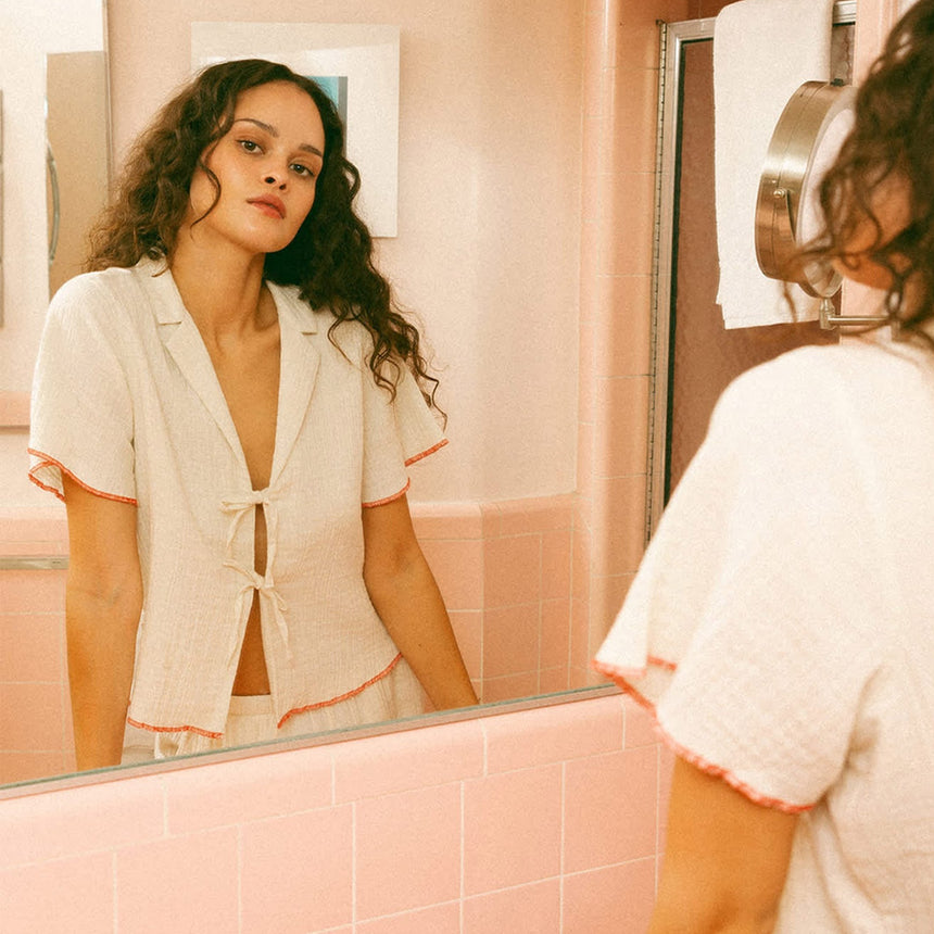 BRIXTON Women's Wandering Tie Top - Off White