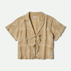 BRIXTON Women's Wandering Tie Top - Pale Khaki Bandana