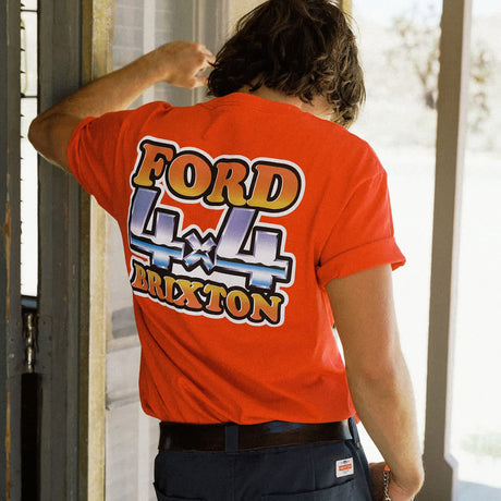 BRIXTON X Ford 4X4 Chrome Tee - Rangoon Red