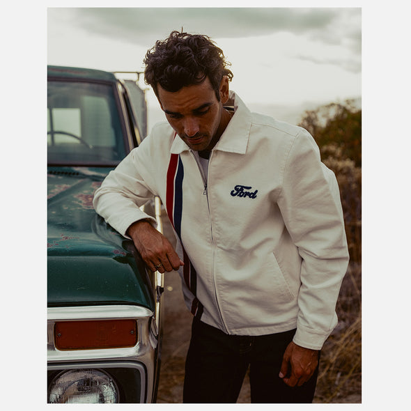 BRIXTON X Ford Number One Garage Jacket - Wimbledon White
