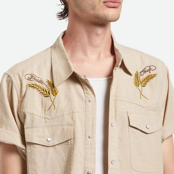 BRIXTON X Ford Short Sleeve Western Shirt - Khaki