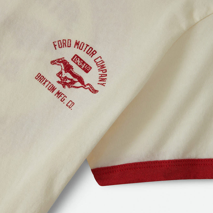 BRIXTON X Ford Women's Mustang Baby Ringer Tee - Wimbledon White