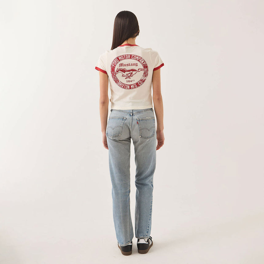 BRIXTON X Ford Women's Mustang Baby Ringer Tee - Wimbledon White