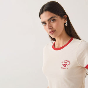 BRIXTON X Ford Women's Mustang Baby Ringer Tee - Wimbledon White