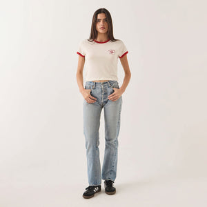 BRIXTON X Ford Women's Mustang Baby Ringer Tee - Wimbledon White