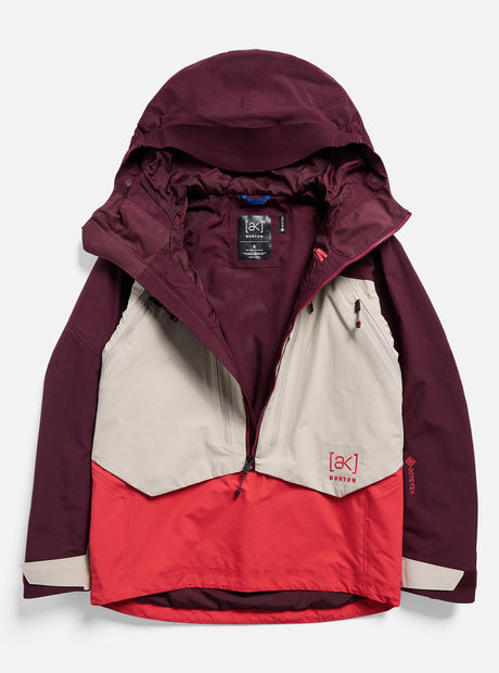 BURTON Women's [ak] Cyclic Gore-Tex 2L Anorak 2027 - Rum Raisin/Chinchilla Gray/Hot Tamale