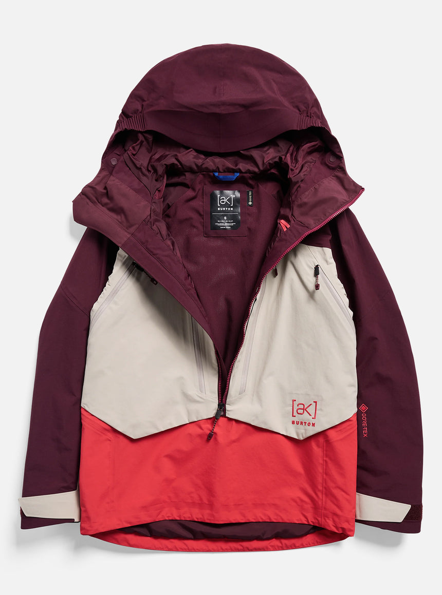 BURTON Women's [ak] Cyclic Gore-Tex 2L Anorak 2027 - Rum Raisin/Chinchilla Gray/Hot Tamale