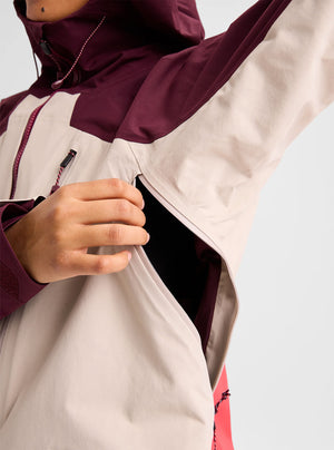 BURTON Women's [ak] Cyclic Gore-Tex 2L Anorak 2027 - Rum Raisin/Chinchilla Gray/Hot Tamale