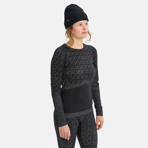 BURTON Women's [ak] Slokar Merino Base Layer Crew 2026 - True Black/Gray Cloud